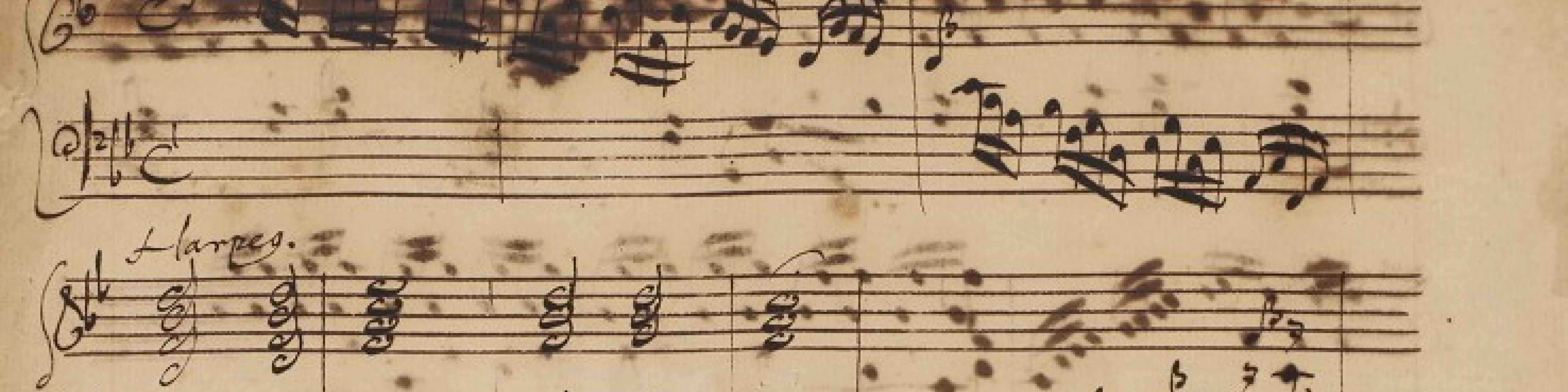 Opening bars of a manuscript of a new prelude for Handel's Suite HWV 434, in the composer's hand.